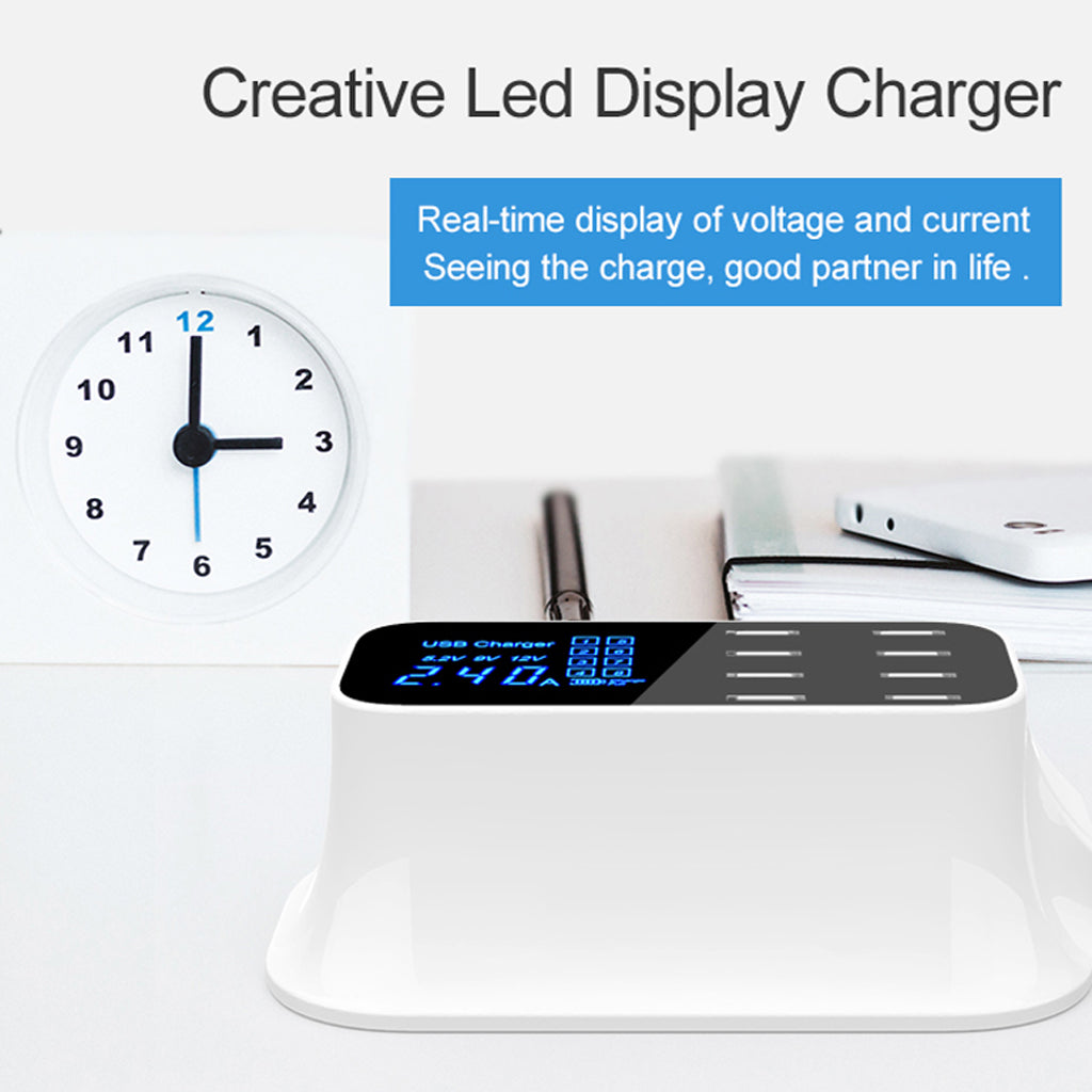 8-Port Quick Charge 3.0 Led Display USB Charger Adapter For Cell Phone UK