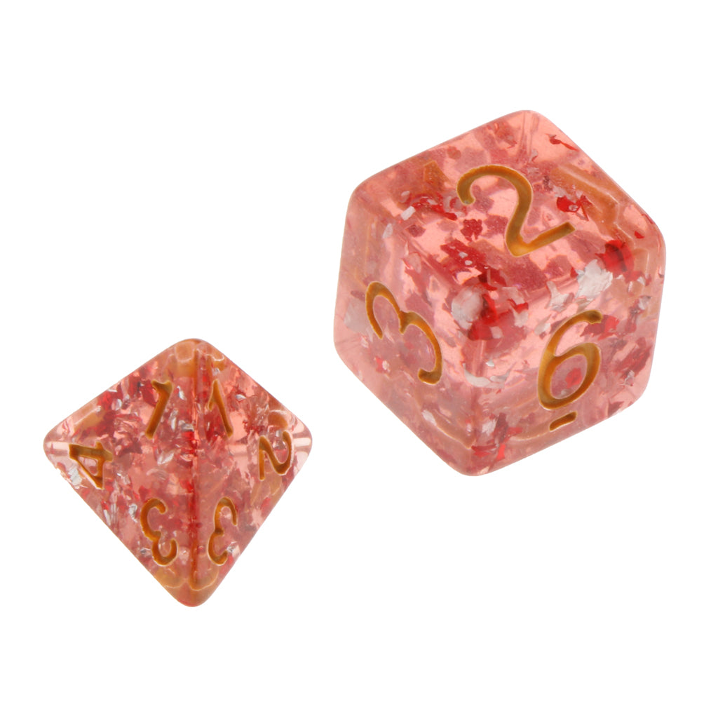 7 Pieces Acrylic Polyhedral Dice Set Table Game Party Games Transparent Red