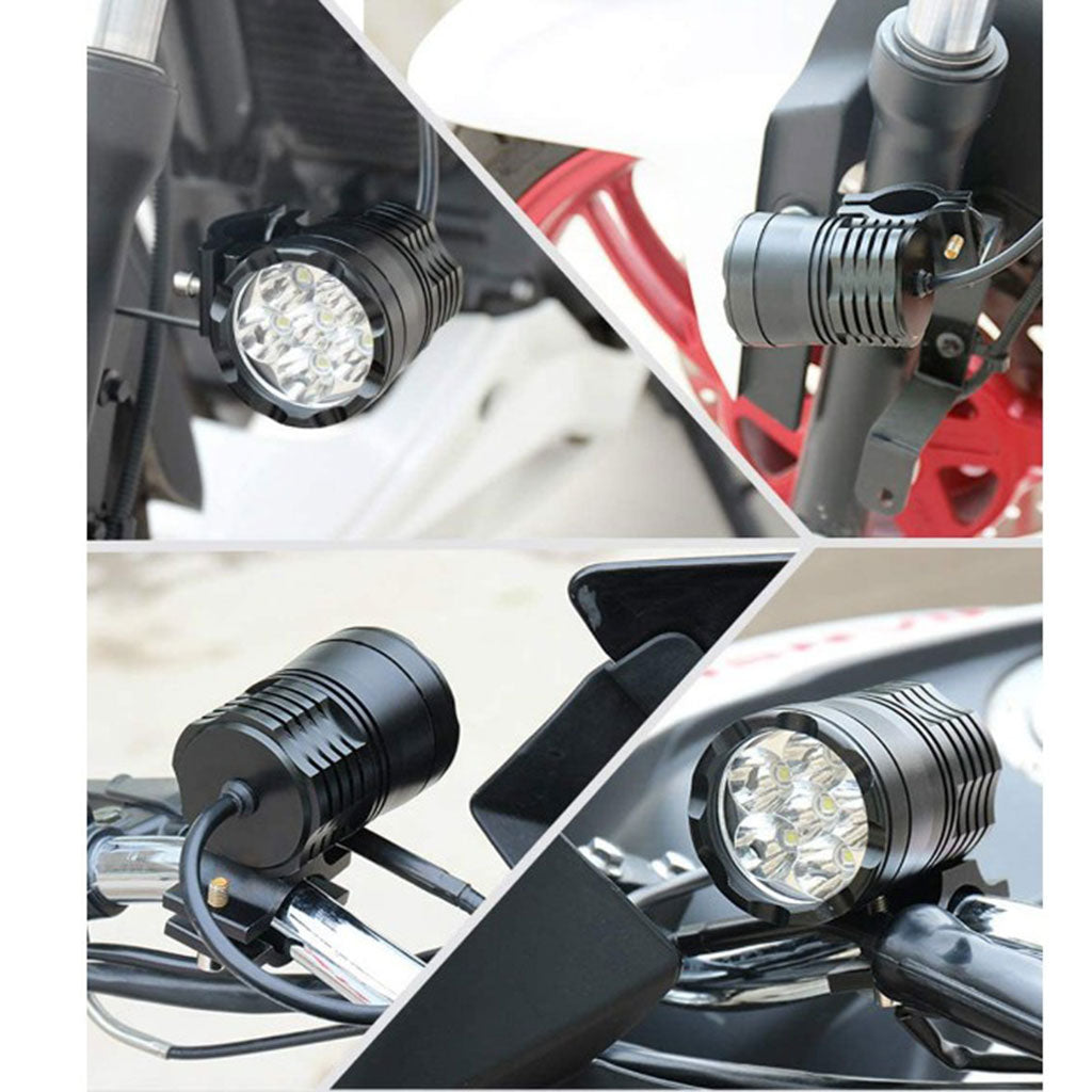 Motorcycle LED Headlight White Moto Fog Headlamp External Auxiliary Lamp