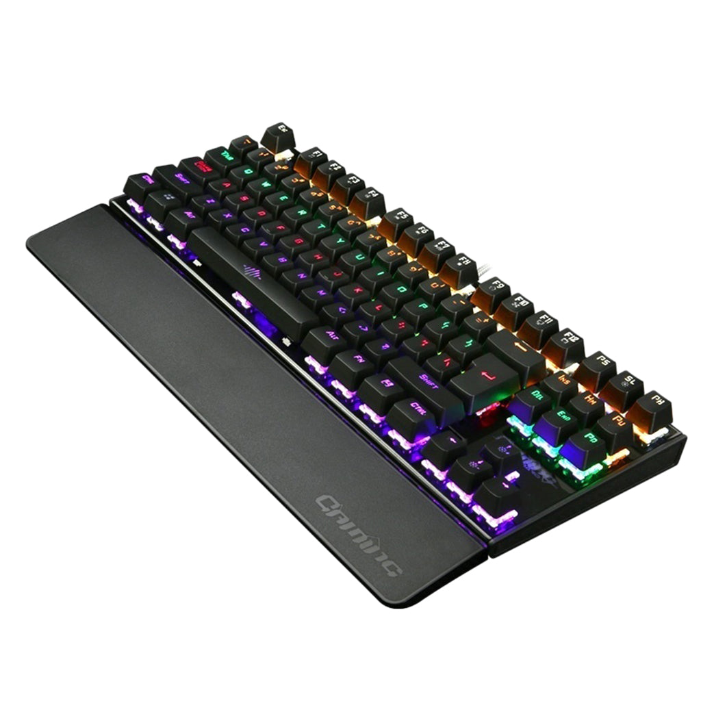 K28 Backlit Mechanical Keyboard Colorful LED USB Wired Game Keyboard  Black