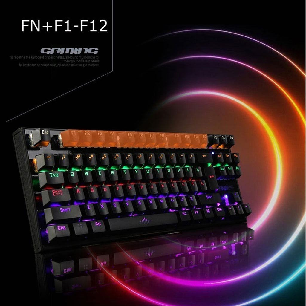 K28 Backlit Mechanical Keyboard Colorful LED USB Wired Game Keyboard  Black