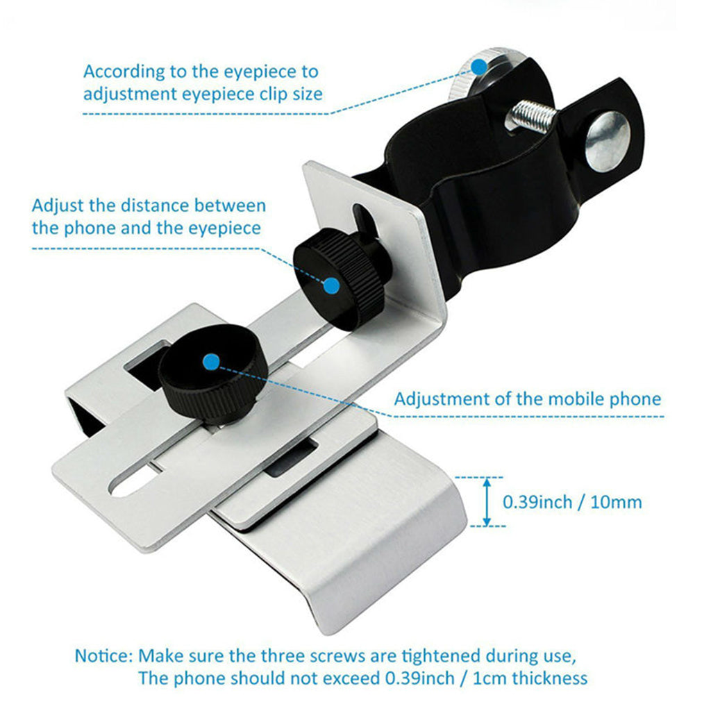 Metal Smartphone Adapter for Microscope Spotting Scope Monocular Connector