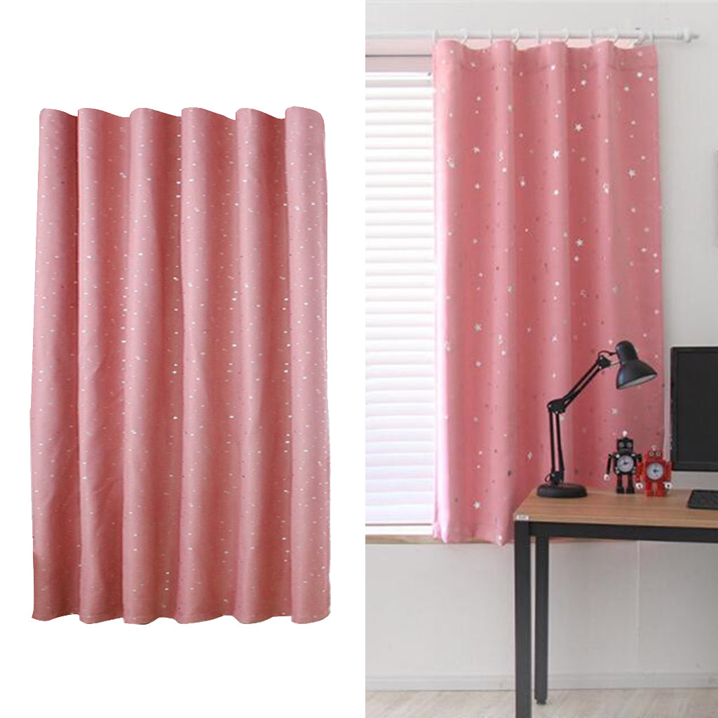 Silver Star Foil Printed Curtains Thermal Insulated Drapes Pink