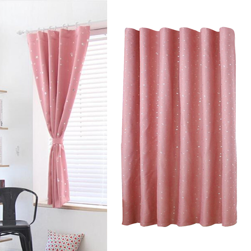 Silver Star Foil Printed Curtains Thermal Insulated Drapes Pink