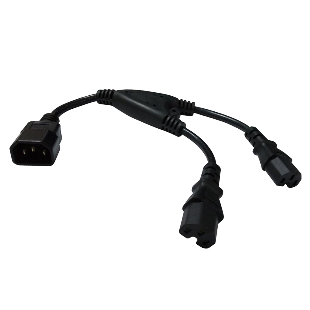 IEC320 C14 to 2X C15 AC Power Adapter Y Splitter Cable Cord