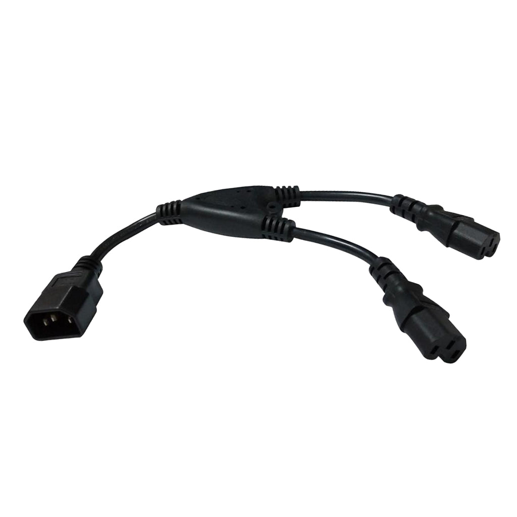 IEC320 C14 to 2X C15 AC Power Adapter Y Splitter Cable Cord