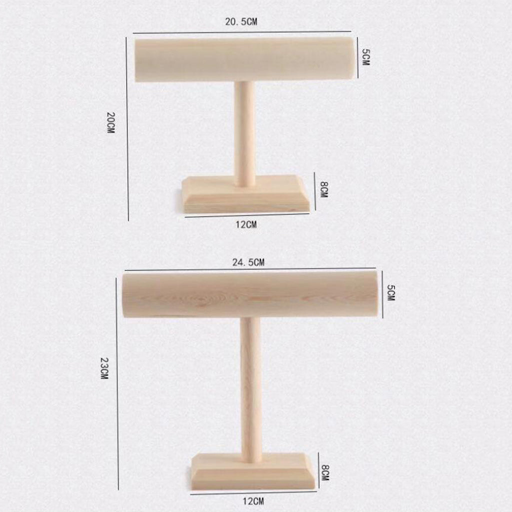 T-Bar Bracelet Watch Jewelry Display Stand Holder Rack Solid Wood Small