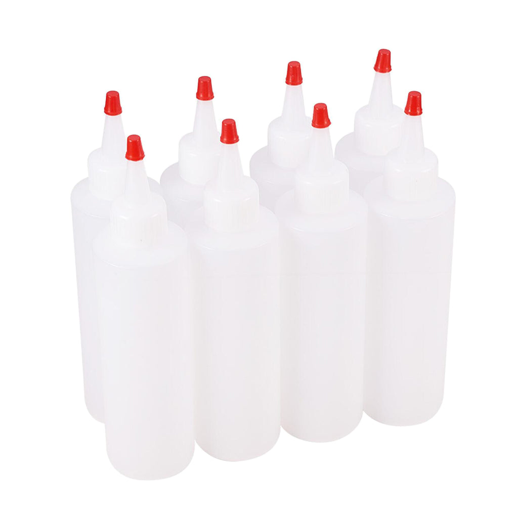 8 Pcs Empty Plastic Squeeze Bottle with Twist Top Cap Tip Applicator 180ml