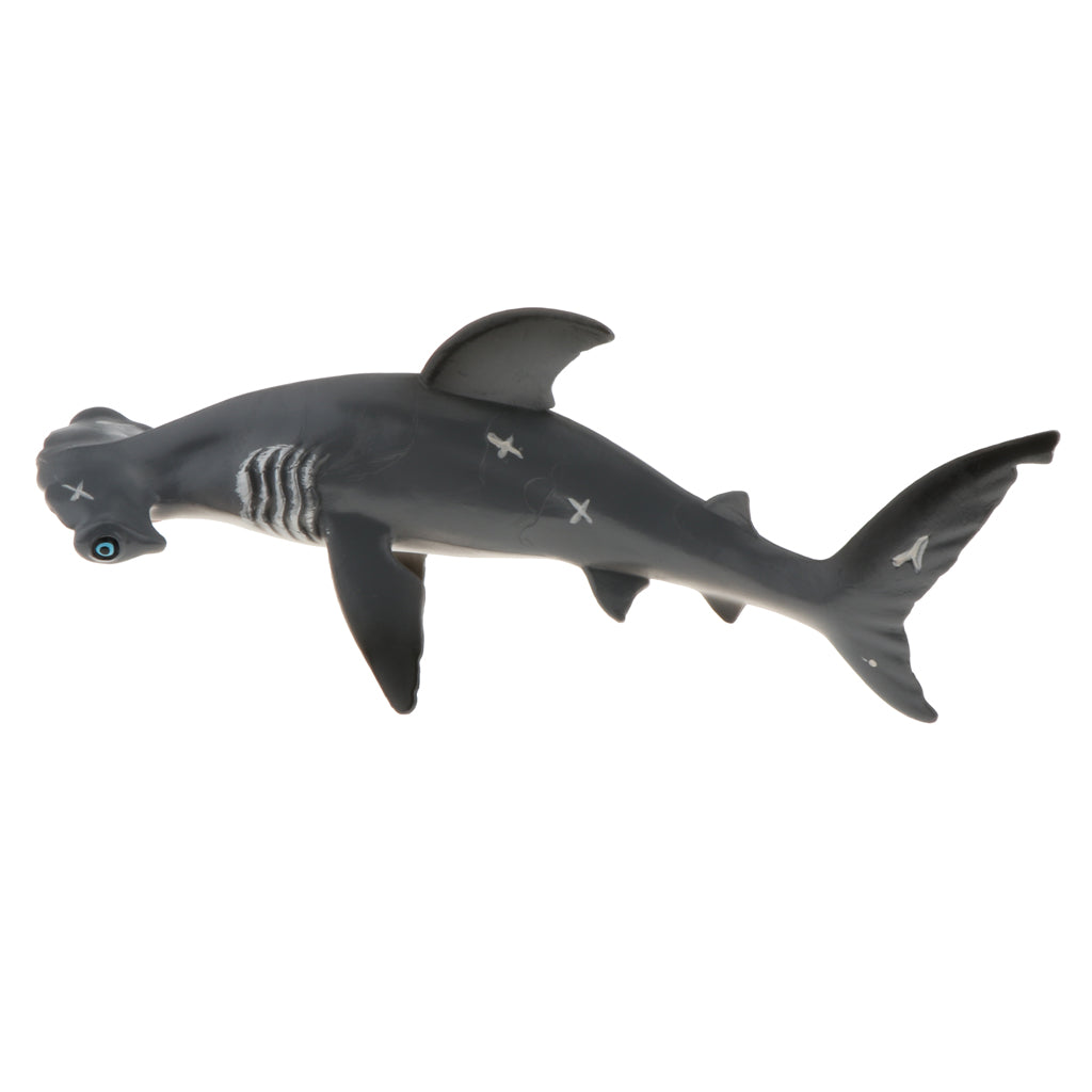 Realistic Static Ocean Animal Model Toy Kids Gift Hammerhead Sharks Gray