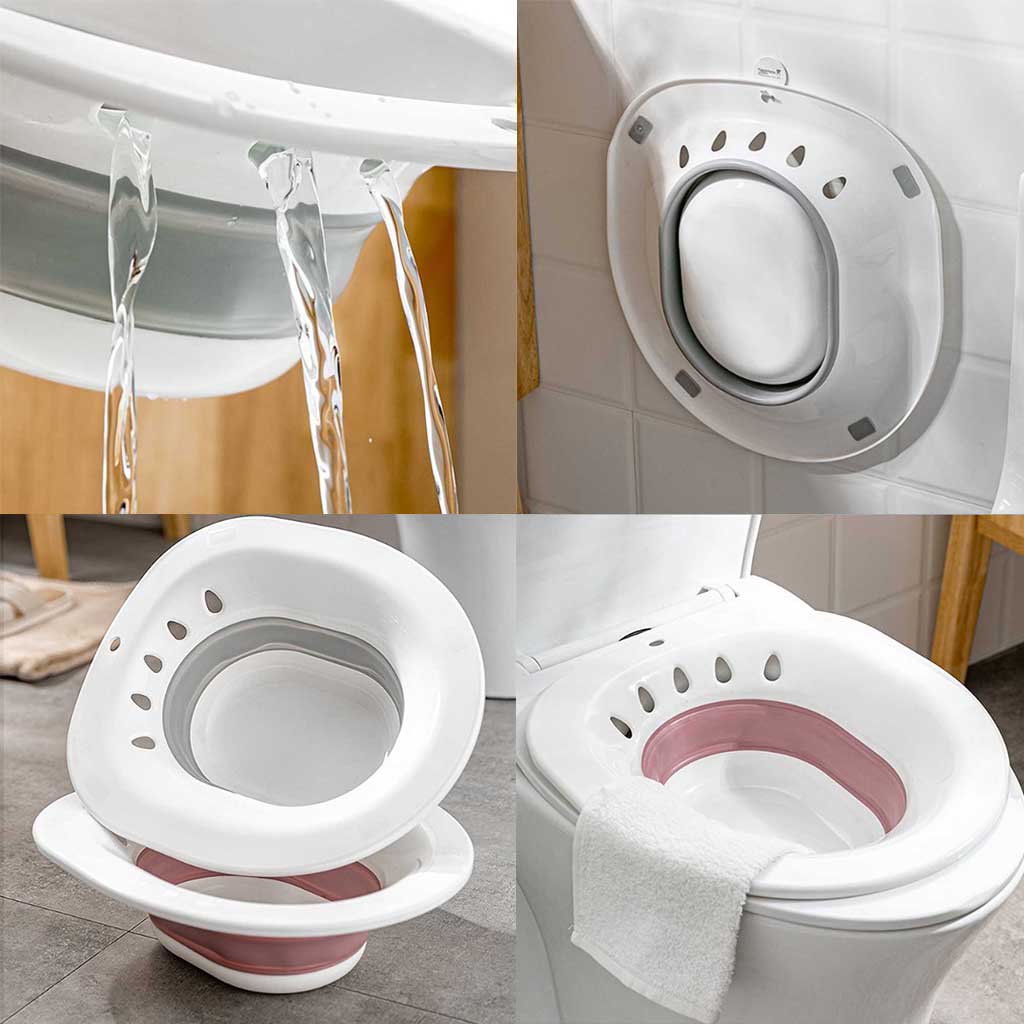 Foldable Sitz Bath Tub on Toilet for Pregnant Hemorrhoid Avoid Squating Pink