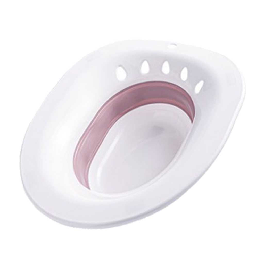 Foldable Sitz Bath Tub on Toilet for Pregnant Hemorrhoid Avoid Squating Pink