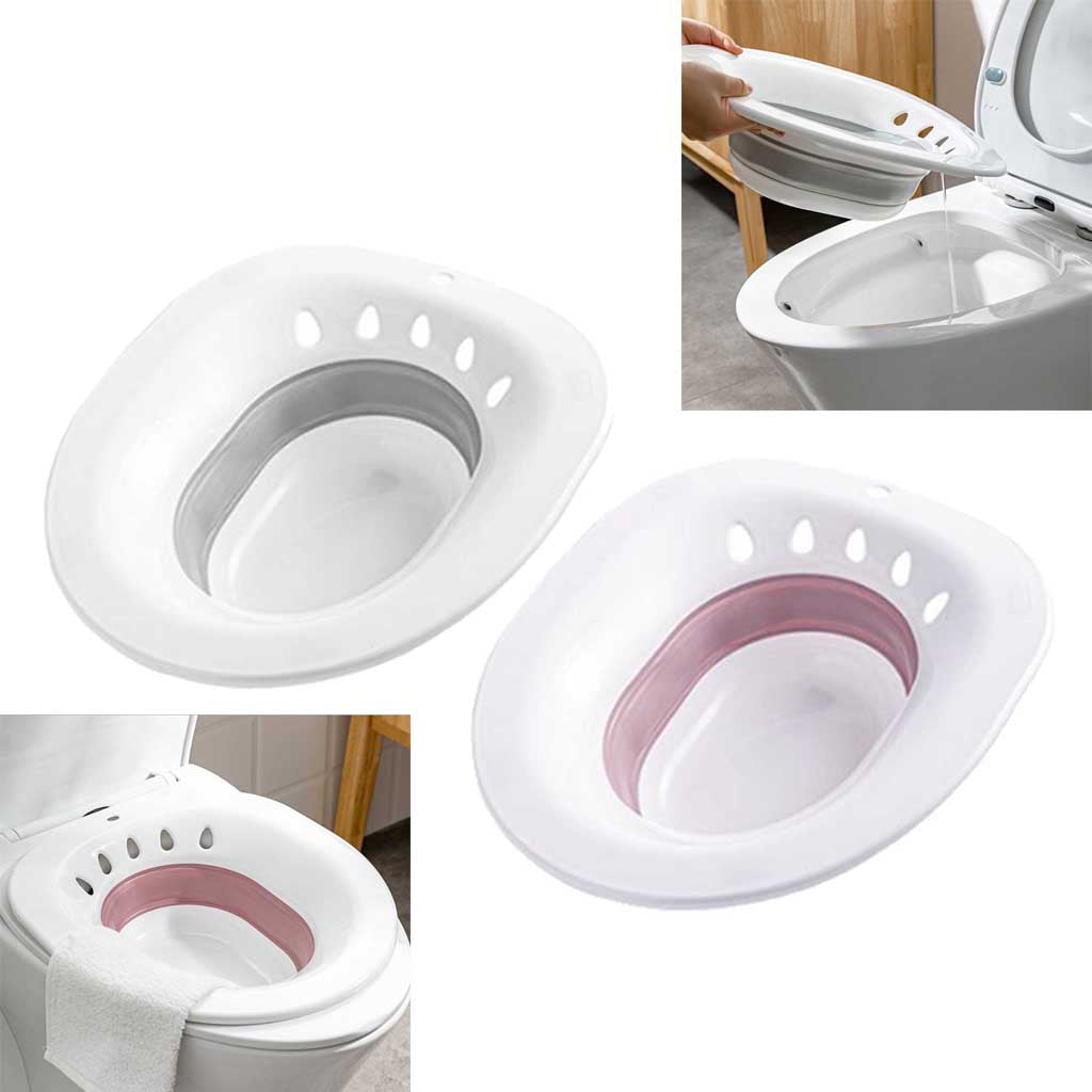 Foldable Sitz Bath Tub on Toilet for Pregnant Hemorrhoid Avoid Squating Gray