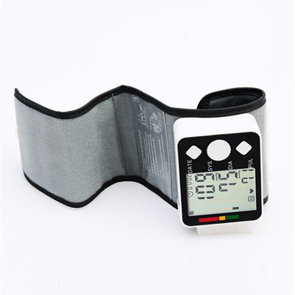 Automatic LCD Display Wrist Blood Pressure Monitor Heart Beat Meter Gray