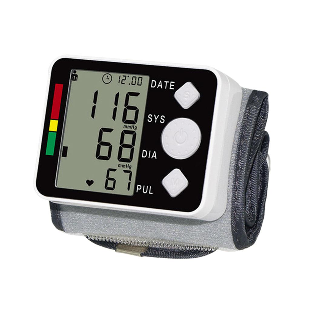 Automatic LCD Display Wrist Blood Pressure Monitor Heart Beat Meter Gray