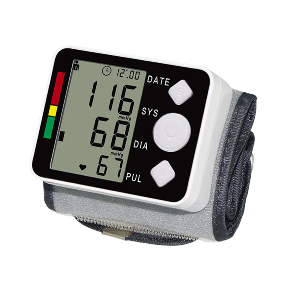 Automatic LCD Display Wrist Blood Pressure Monitor Heart Beat Meter Gray