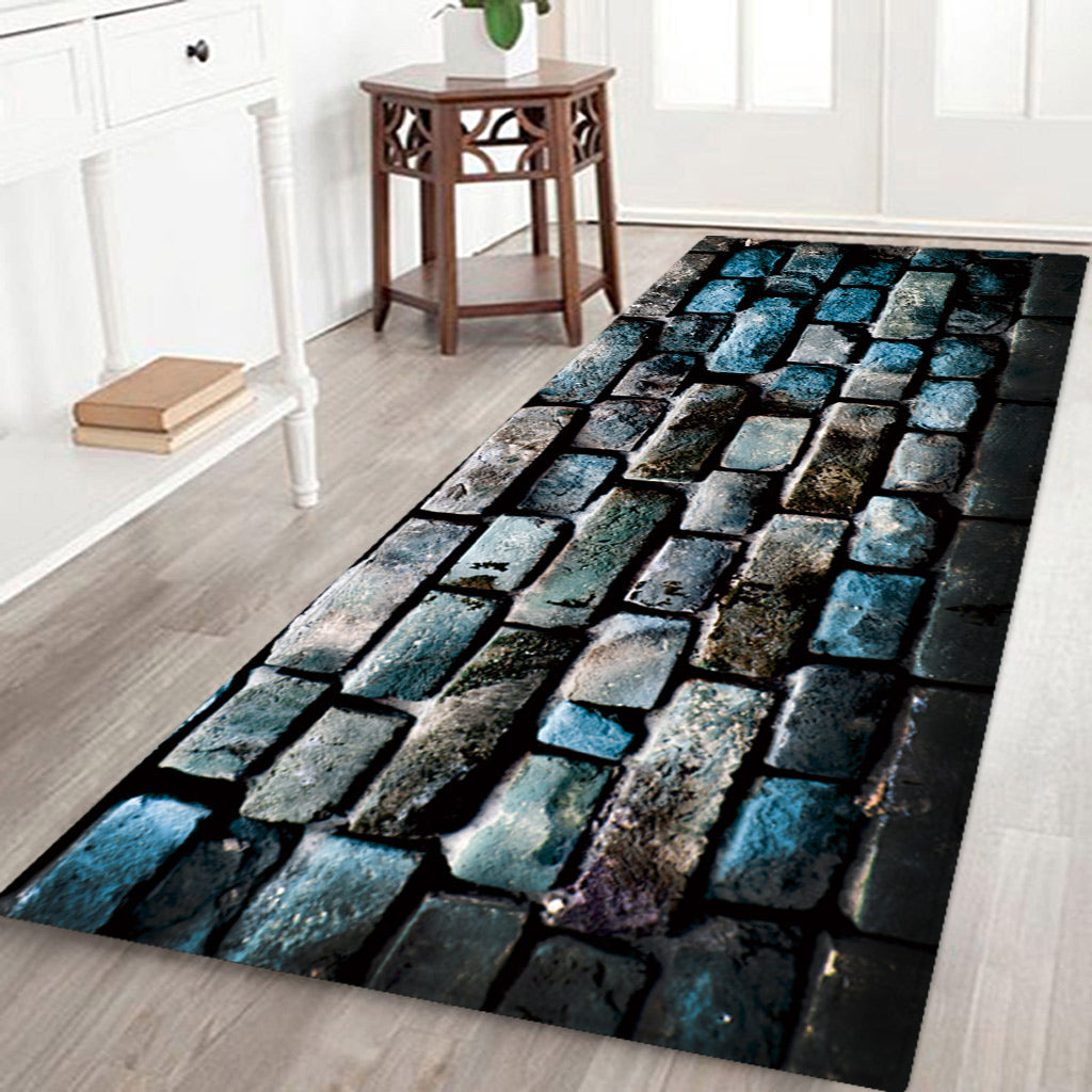 3D Blue Digital Printed Polyester Floor Mat Ground Blanket for Home 40x120cm