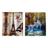 Bath Shower Curtain Bathroom Supply Eiffel Tower/Mountain Stream Print Brown