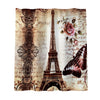 Bath Shower Curtain Bathroom Supply Eiffel Tower/Mountain Stream Print Brown