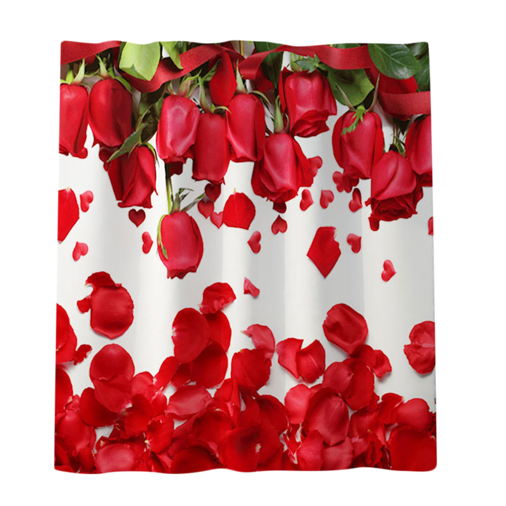 Romanticism Rose Pattern Bath Shower Curtain Liner Bathroom Decor Multicolor