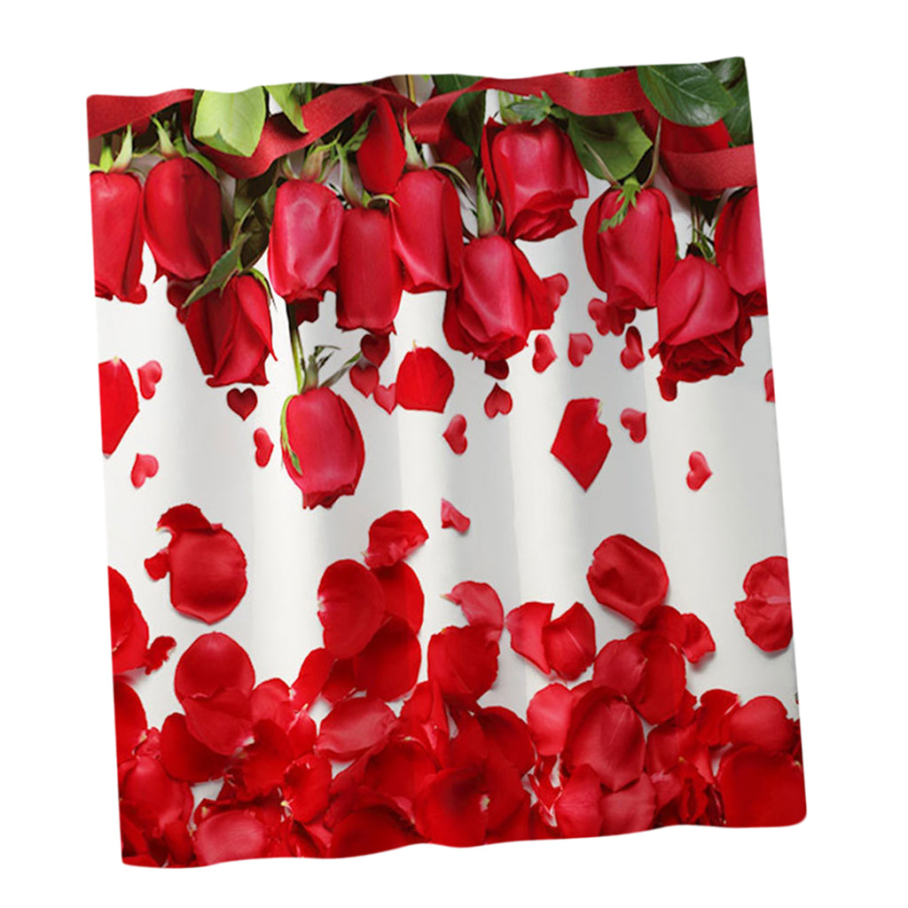 Romanticism Rose Pattern Bath Shower Curtain Liner Bathroom Decor Multicolor