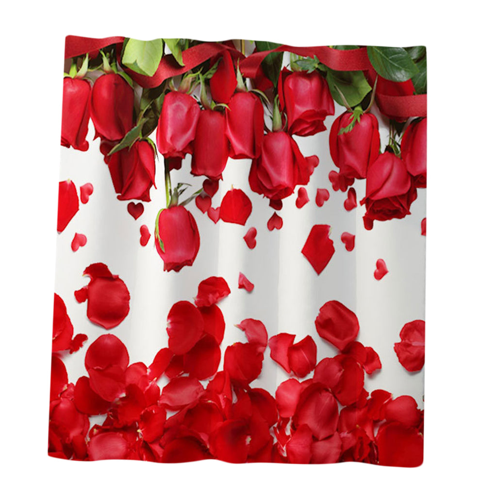 Romanticism Rose Pattern Bath Shower Curtain Liner Bathroom Decor Multicolor