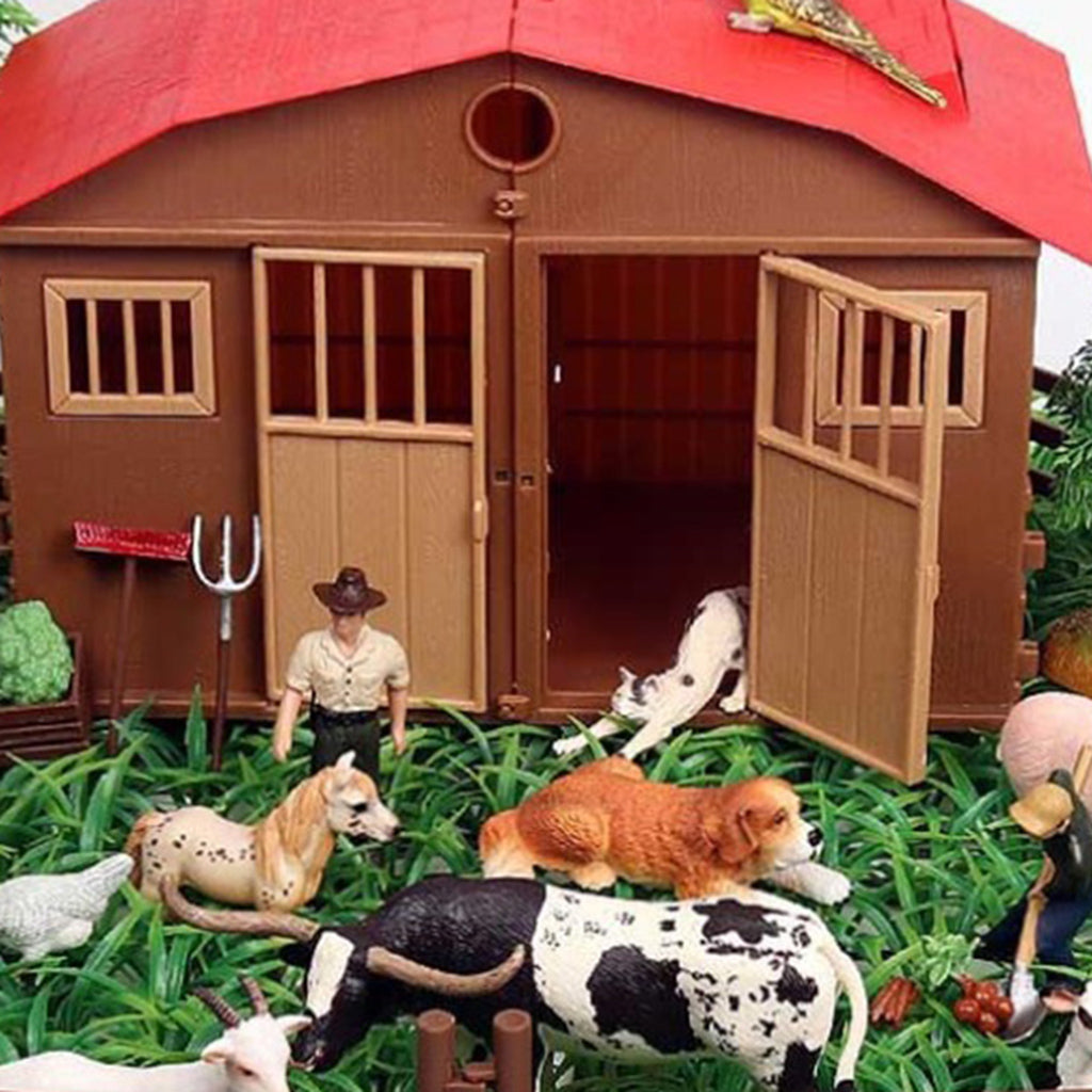 Simulation Farm Model Plastic House Trees Vegetables Fence Toy Playset