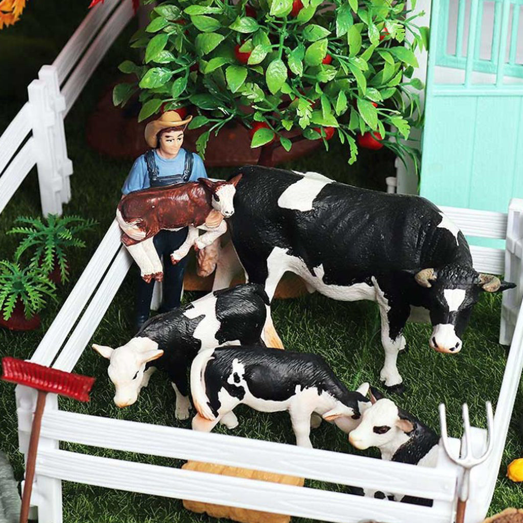 Simulation Farm Model Plastic House Fruits Vegetables Fence Gate Toy Playset