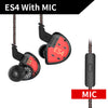 KZ ES4 1DD+1BA  In Ear Earphone Hybrid Headset HIFI Earbuds w/ MIC Black