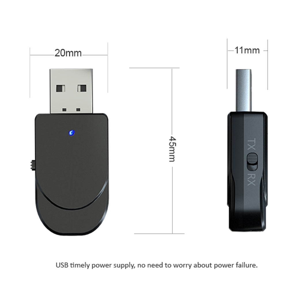 Wireless Bluetooth 5.0 Transmitter Receiver Adapter 3.5mm Adapter Black