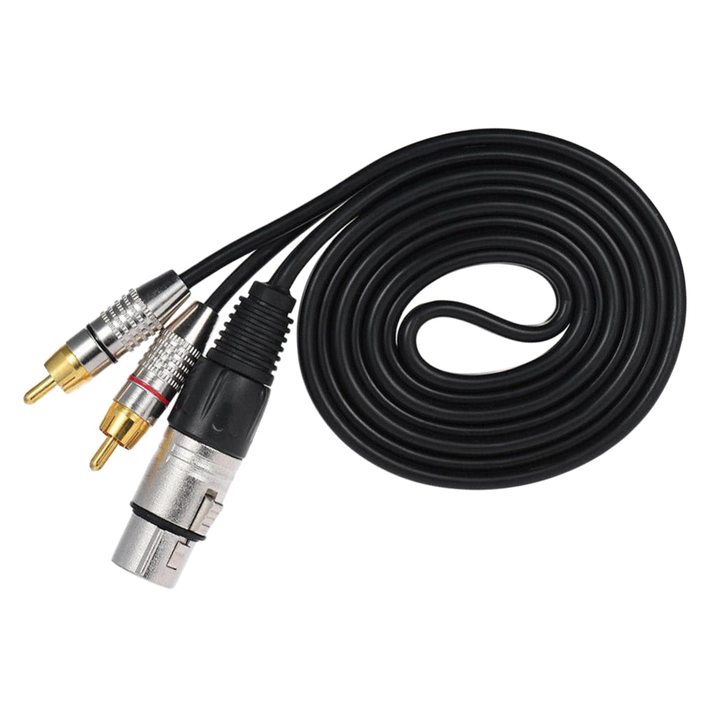 XLR 3Pin Female to 2RCA Male Jack Speaker Audio SplitterCable Connector 5M