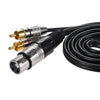 XLR 3Pin Female to 2RCA Male Jack Speaker Audio SplitterCable Connector 5M