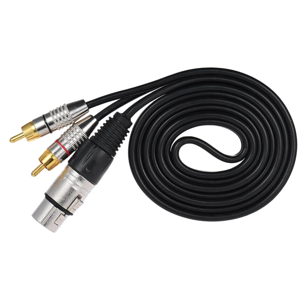 XLR 3Pin Female to 2RCA Male Jack Speaker Audio SplitterCable Connector 5M