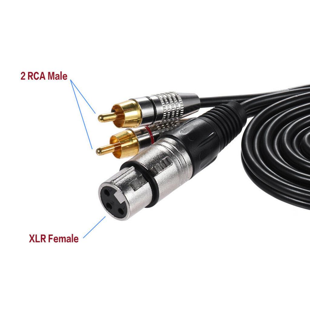 XLR 3Pin Female to 2RCA Male Jack Speaker Audio SplitterCable Connector 5M