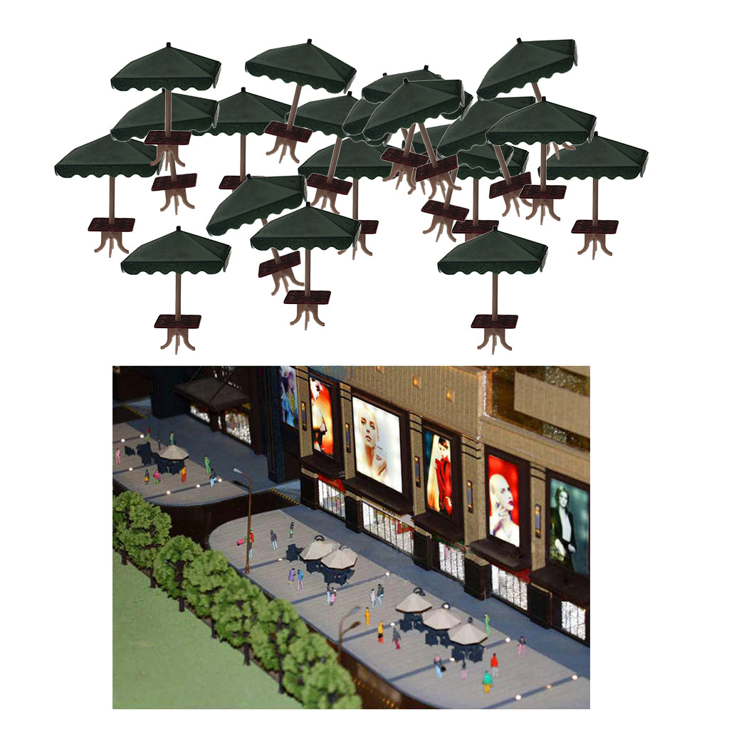 20x Mini 4 Corner Umbrella Micro Sand Scene Model Photo Prop 1: 75 Green