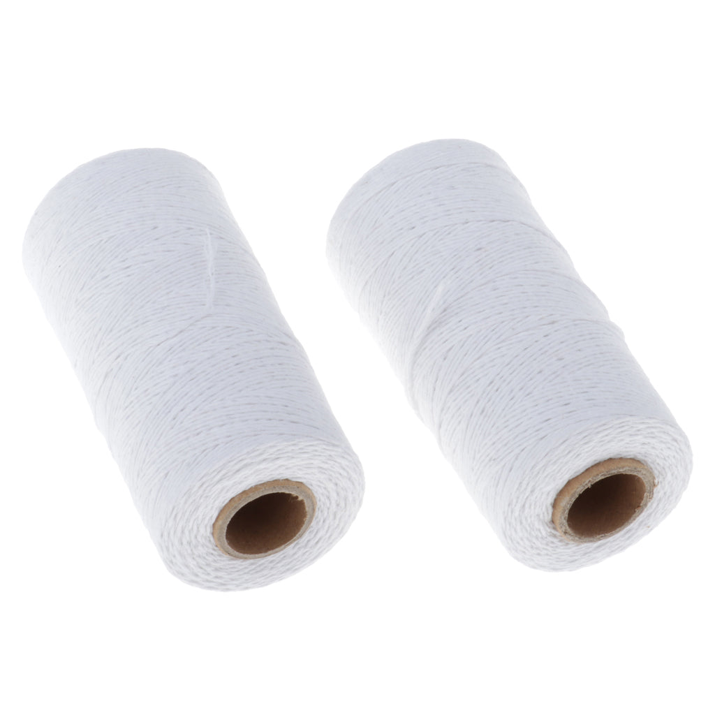 2Roll Soft Cotton Knitting Thread for Stockings Gloves Scarf Knitting White