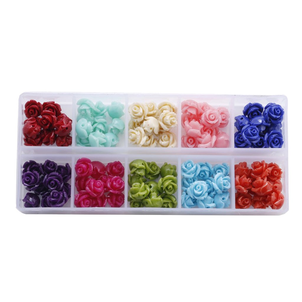 100pcs Colorful Flower Loose Beads DIY Jewelry Embellishments Beading Crafts