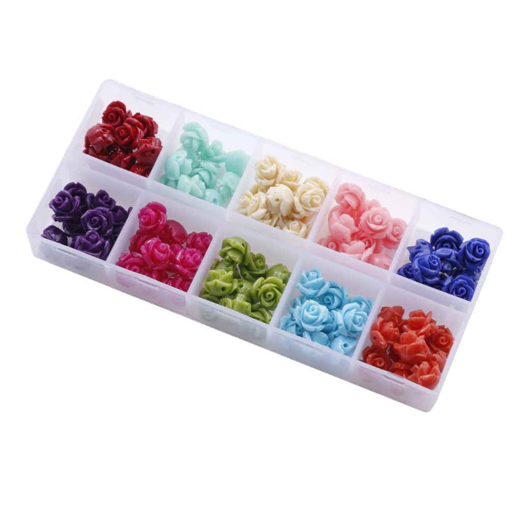 100pcs Colorful Flower Loose Beads DIY Jewelry Embellishments Beading Crafts