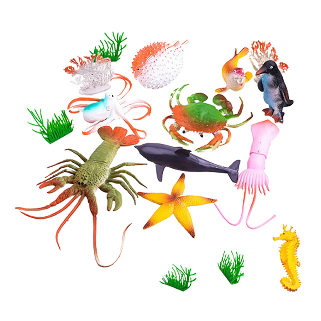 16pcs Realistic Marine Biological Plastic Character Action Figures Model Toy