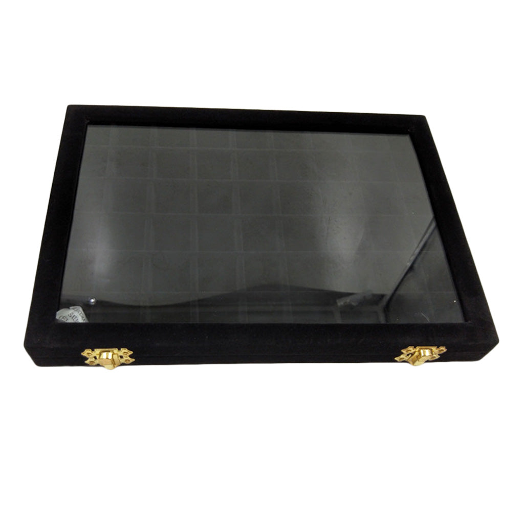 Velvet Stackable Jewelry Display Tray Case for Jewellery Earrings Black