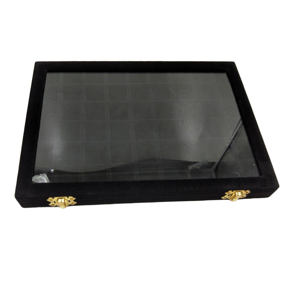 Velvet Stackable Jewelry Display Tray Case for Jewellery Earrings Black