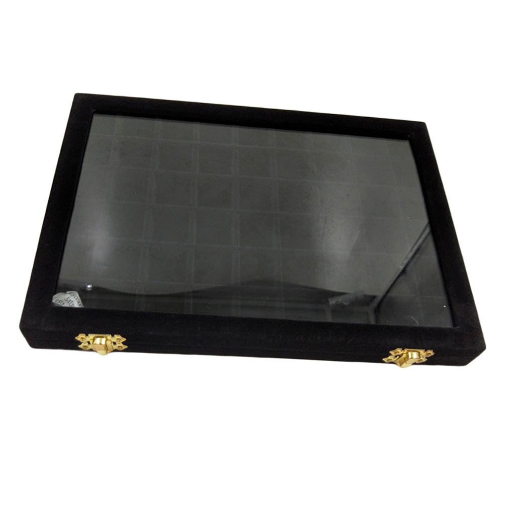 Velvet Stackable Jewelry Display Tray Case for Jewellery Earrings Black