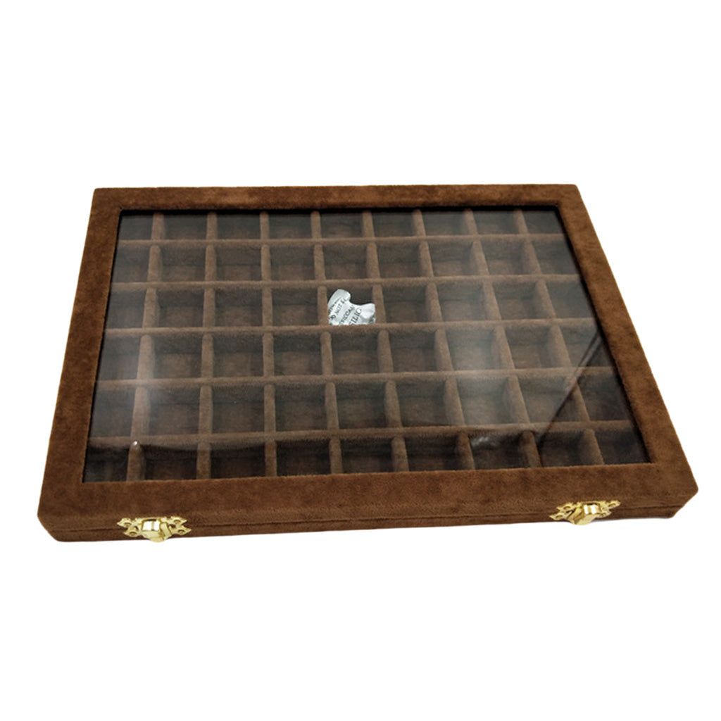 Velvet Stackable Jewelry Display Tray Case for Jewellery Earrings Brown