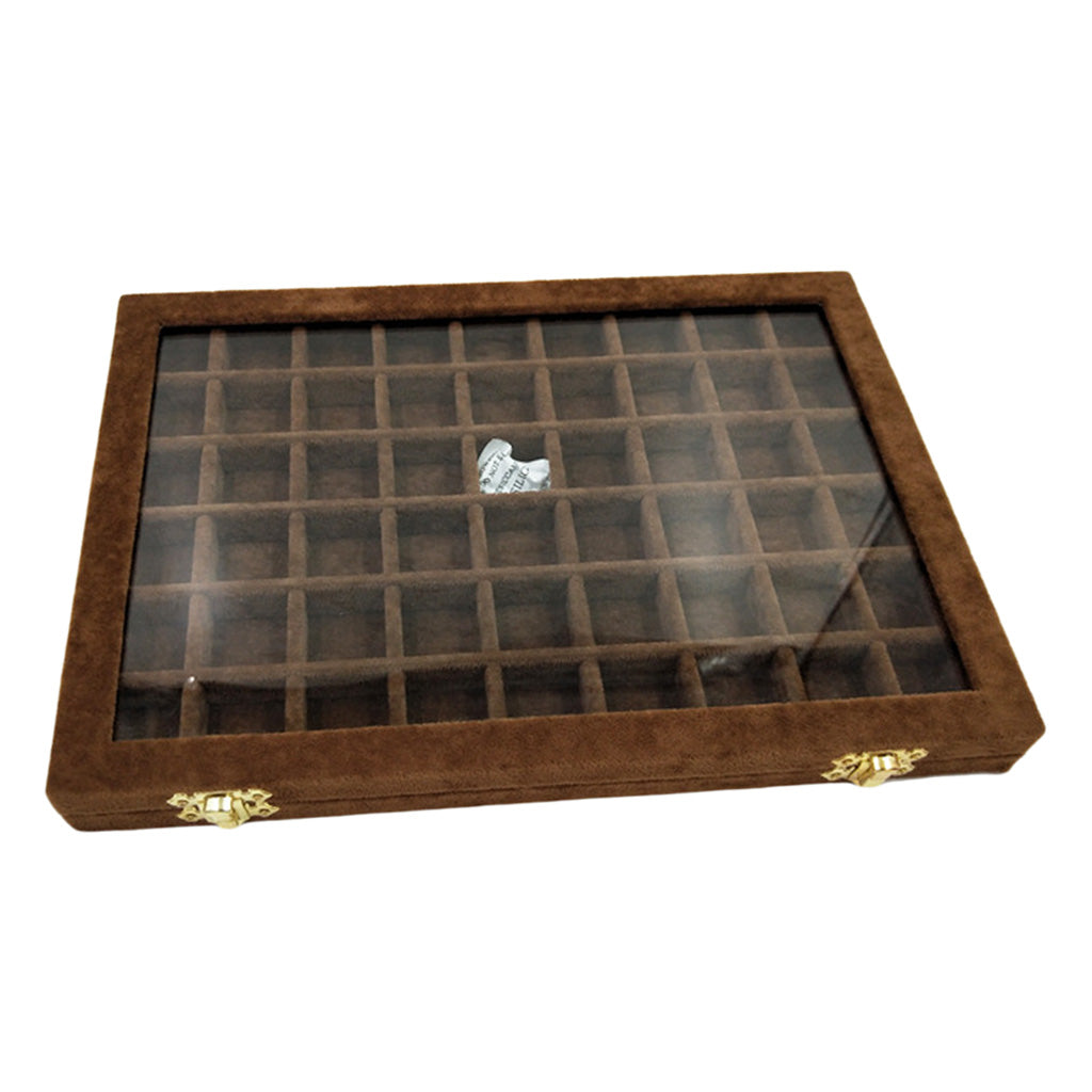 Velvet Stackable Jewelry Display Tray Case for Jewellery Earrings Brown