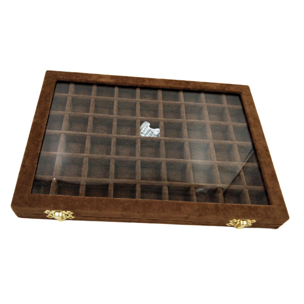 Velvet Stackable Jewelry Display Tray Case for Jewellery Earrings Brown