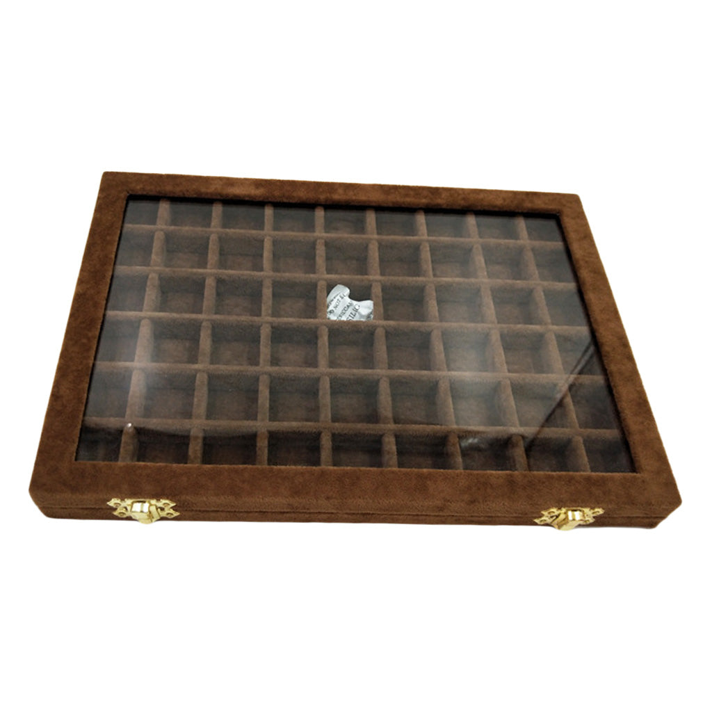 Velvet Stackable Jewelry Display Tray Case for Jewellery Earrings Brown