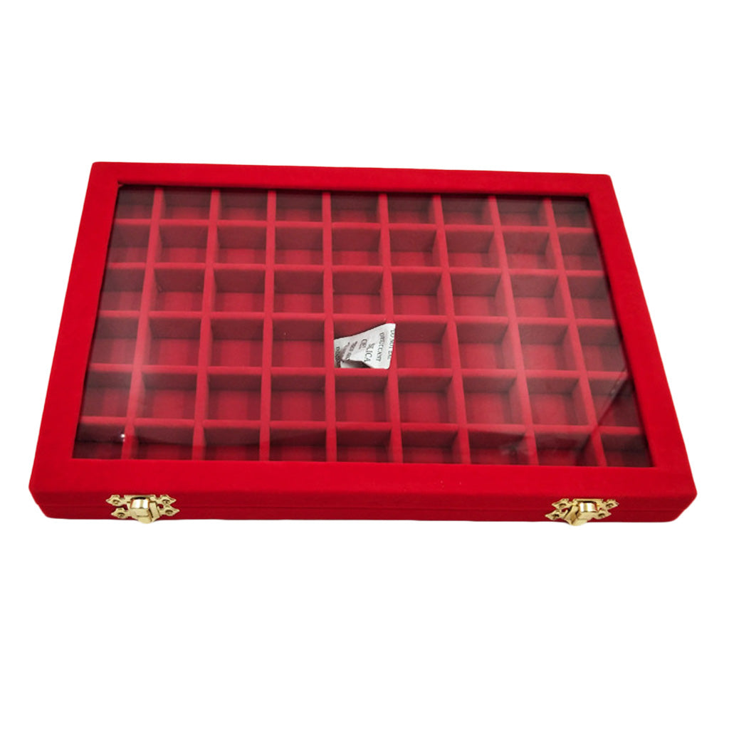 Velvet Stackable Jewelry Display Tray Case for Jewellery Earrings Red