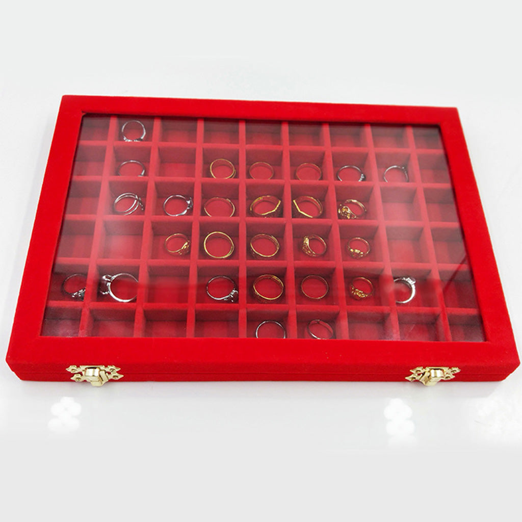 Velvet Stackable Jewelry Display Tray Case for Jewellery Earrings Red