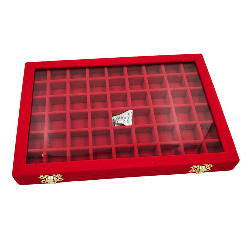 Velvet Stackable Jewelry Display Tray Case for Jewellery Earrings Red