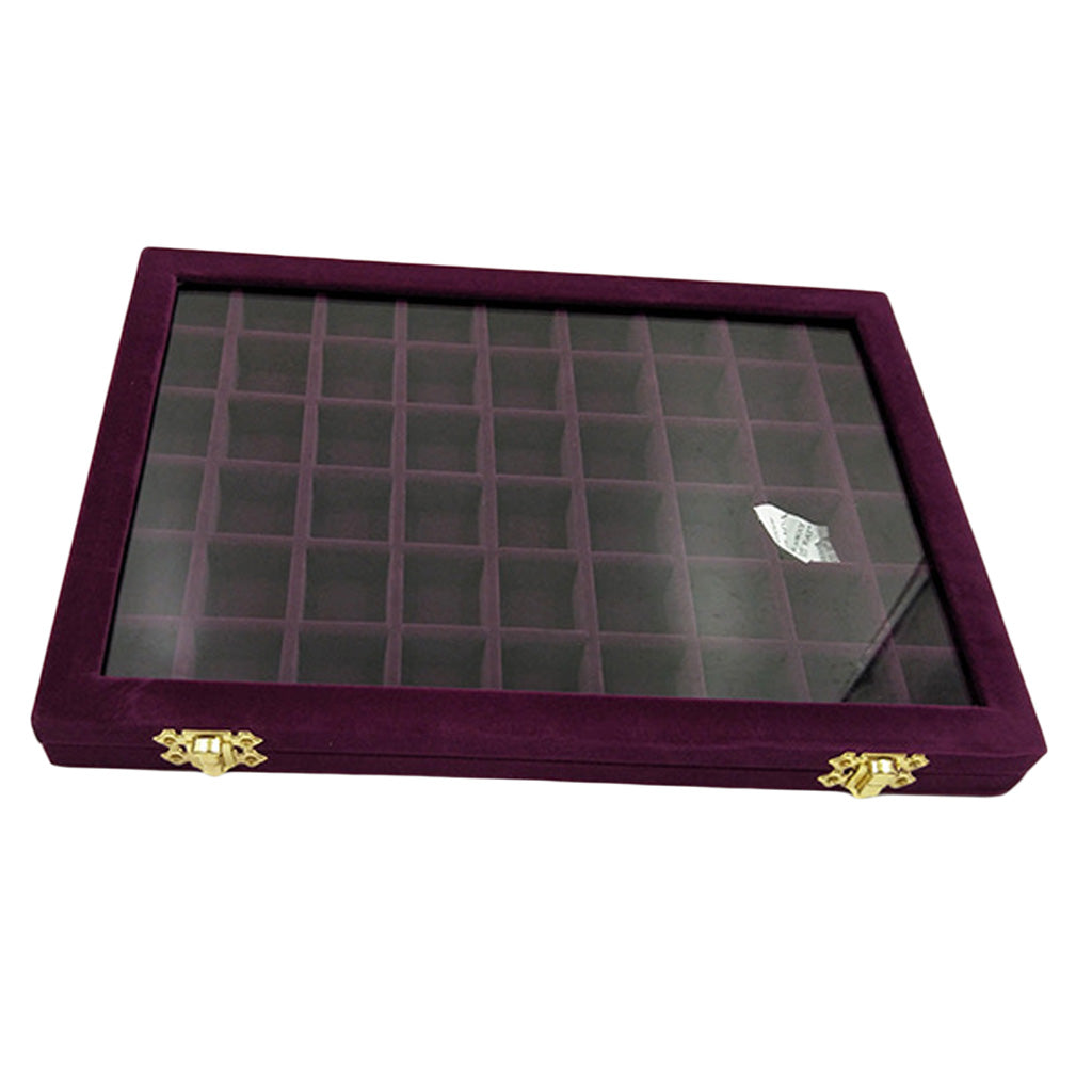 Velvet Stackable Jewelry Display Tray Case for Jewellery Earrings Purple