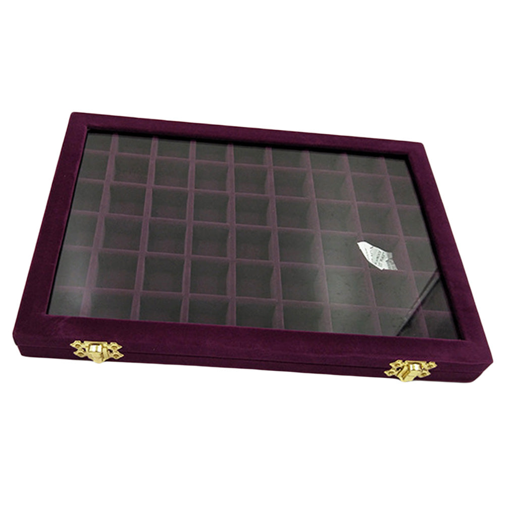 Velvet Stackable Jewelry Display Tray Case for Jewellery Earrings Purple